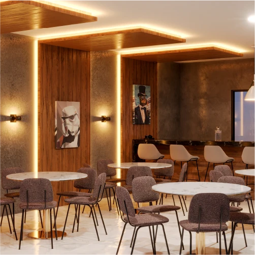 Bar lounge con bar refrigerado en Guadalupe Lofts 203